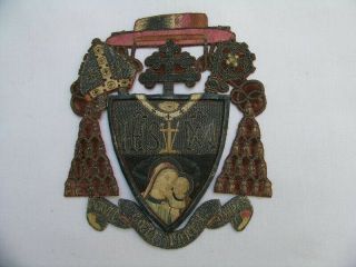 Antique Embroided Coat Of Arms Victor Dechamps Belgian Archbishop Of Mechlin