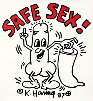 Keith Haring Safe Sex Print Poster Nyc Pop Shop 1987 29 1/2 X 27