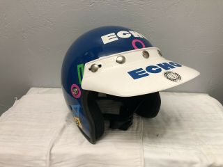 Old School Bmx Blue Echo Open Face Helmet W/ Visor Size Medium Vintage 80’s Gt