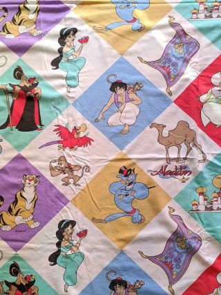 VTG 90s Disney Aladdin Duvet Cover Pillow Case Fabric Sheets Bedding RARE 2