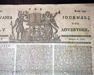 Rare Colonial Pennsylvania W/ War Of The Regulation Nc Regulators 1771 Newspaper