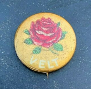 1904 Theodore Roosevelt Teddy Rose Velt Rebus Presidential Campaign Pin 7/8 "