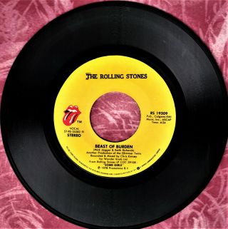 Rolling Stones Beast Of Burden Group Rock 45 Rpm Record