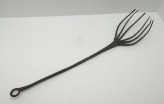 Antique Primitive Ladle Skimmer Forged Wrought Iron Hearth Kettle Strainer Fork