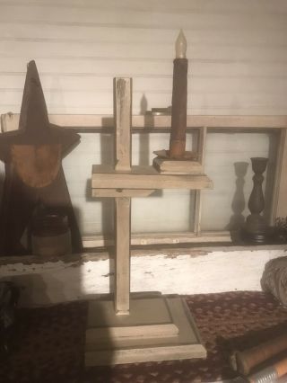 Primitive Antique Style Colonial Wood Lamp Candle Holder/stand Early American