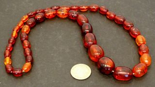 Vintage Antique Estate Fresh 26.  25 " Natural Inclusions Amber Bead Necklace / 52g
