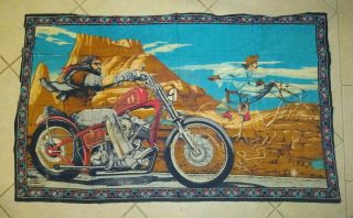 Vintage David Mann Ghost Rider Harley Tapestry Hells Angels Biker 31 " X 51