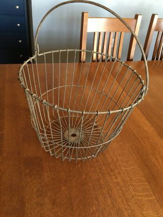 Vintage Antique Wire Egg Gathering Basket Large 14 Inch Diameter