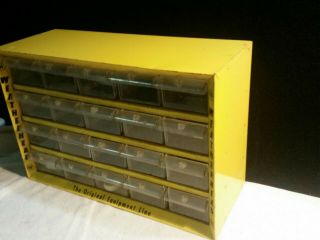 Vintage Weatherhead Yellow Metal Storage Cabinet | 20 Drawer Small Parts Cabinet 3