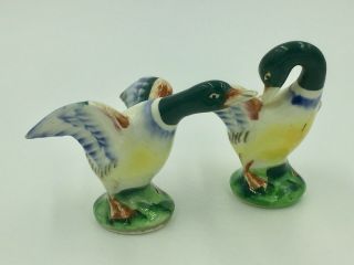 Vintage Set Of Ceramic Salt & Pepper Shakers Of Mallard Ducks - Japan