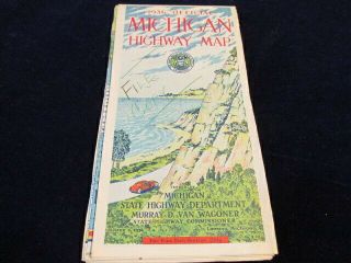 Vintage Official June 1 1936 Michigan Highway State Road Map Very Good Last One
