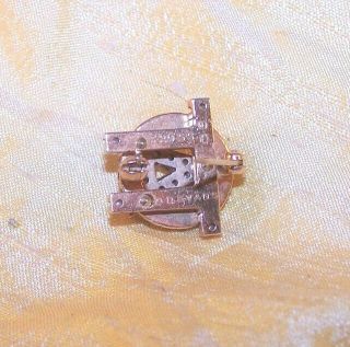 VINTAGE Alpha Omicron Pi sorority 10K gold member pin / badge,  1955 rubies OLD 3