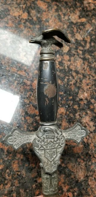 Antique 1800 ' s Knights Of Columbus Sword With Scabbard and Eagle Pommel 2