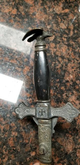 Antique 1800 ' s Knights Of Columbus Sword With Scabbard and Eagle Pommel 3