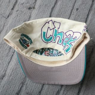 Vintage 90s Charlotte Hornets Graffiti Snapback Hat Cap White 3