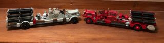(2) Ashton Fire Models Ah - 102 & Ah - 110 Fdny White/red Smoke Ejector Trucks
