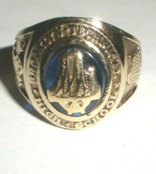 Vintage Wwii Era 10k Gold Class 1944 Brooklyn Technical High School Ring Size 6