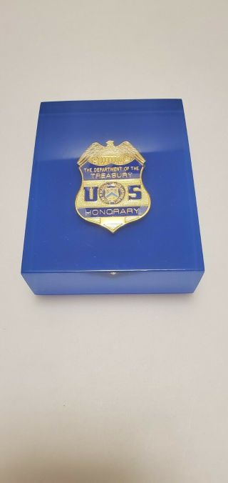 Official Atf Honorary Dept Of Treasury Badge In Lucite - Paperweight