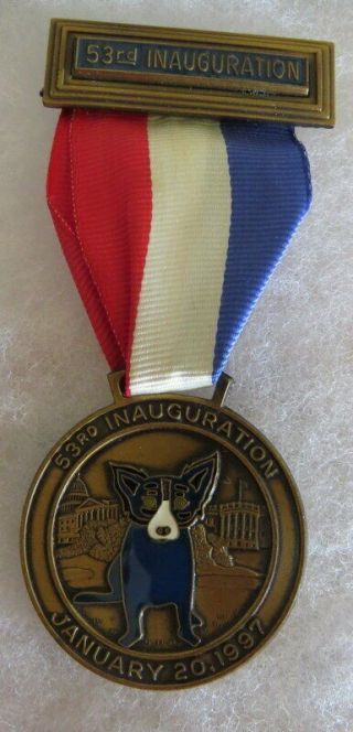 “53rd Inauguration January 20,  1997” 4” Badge With Blue Dog By Artist George