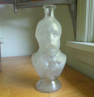 Pontiled President Grover Cleveland Frosted Figural 1884 Pres.  Campaign Bottle
