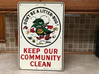 Vintage Keep Our Community Metal Street Sign 12” X 18” 1950’s Jersey