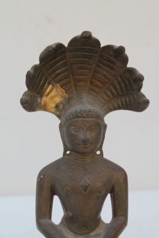 Vintage Old Hand Crafted Brass Jain God Mahavira Figure With Snake Crown NH1740 2