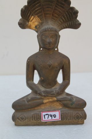 Vintage Old Hand Crafted Brass Jain God Mahavira Figure With Snake Crown NH1740 3