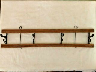 Primitive Wall Mount Coat Hat Hooks Rack Wood And Wire Farm House Decor