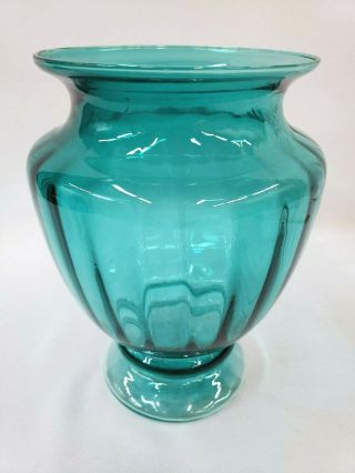 Vase Turquoise Blue Green Crystal Glass Flower Planter Bottle Vase Vtg Large