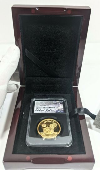 2019 Apollo 11 50th Anniversary Robbins Medal Restrike 1 Oz Gold Pf70 Space Matl