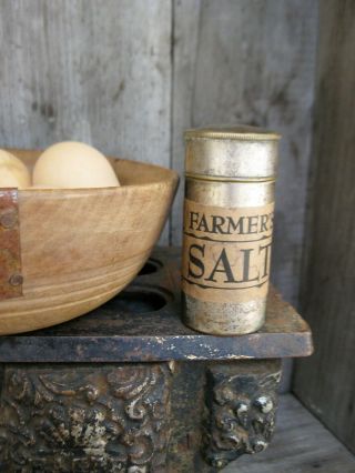 Small Antique Tin And Brass Salt Shaker