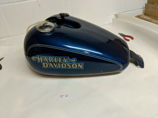 Vintage 82 - 94 Harley Davidson Fxr Blue Oem Motorcycle Fuel Gas Tank Damage