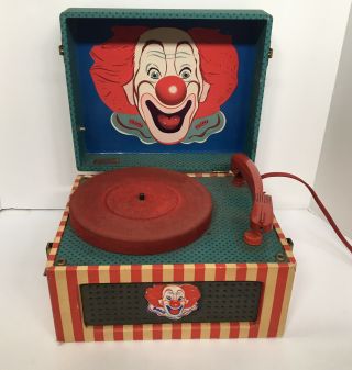 Vintage Bozo The Clown 3 Speed Record Player Tube Amp 50s 60s Era Model Be - 22