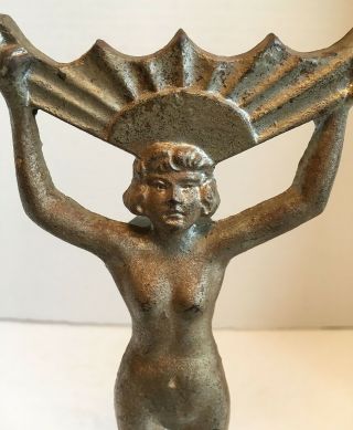 antique vintage 1930s ART DECO Nude Woman Statue with Chevron Stunning 2