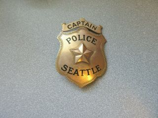 Vintage Rare Obsolete Seattle Captain Police Shield & Star Badge