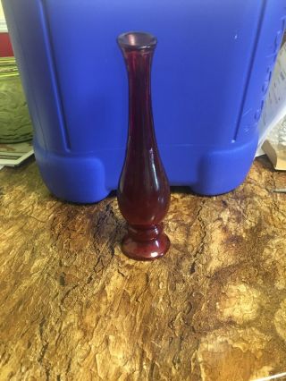 Avon Ruby Red Bud Vase 7 1/2 “