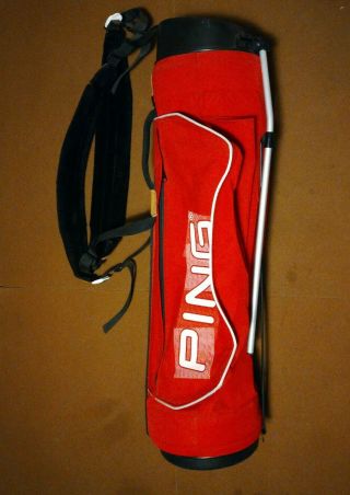 Vtg Ping Hoofer Style Orig 4 Way Divider Golf Carry Stand Bag Red/white :vnc: