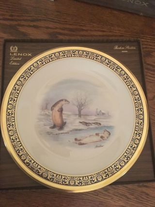 1982 Lenox Boehm Woodland Wildlife Plate Always kept Otters 2