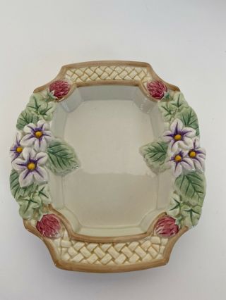 Fitz And Floyd Essentials Floral 5.  5 " X 5 " Soap,  Candy Or Trinket Dish - Tray