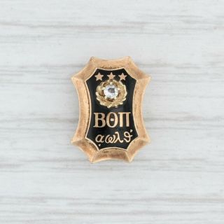 Beta Theta Pi Badge 14k Yellow Gold Diamond Greek Fraternity Pin