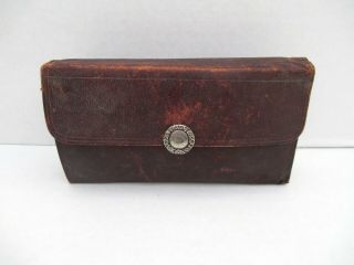 Antique 1885 The Bray Fly Fishing Leather Wallet With Lures & Leaders 15