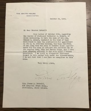 Calvin Coolidge 1925 Typed Letter Signed As President - Great White House Letter