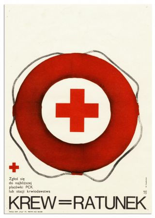 Vintage Polish Red Cross Poster - -  Blood = Rescue