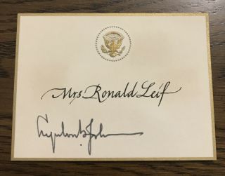 President Lyndon B.  Johnson Signed White House Place Card - Presidential Seal