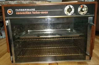 Vintage Faberware Convection Turbo Oven 460/5 Woodgrain Mid Century -