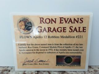 Flown Apollo 12 Robbins Medallion ex Ron Evans 221 3