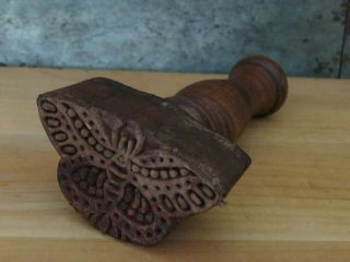 Primitive Farmhouse Carved Wood Monarch Butterfly Butter Mold Stamp Press