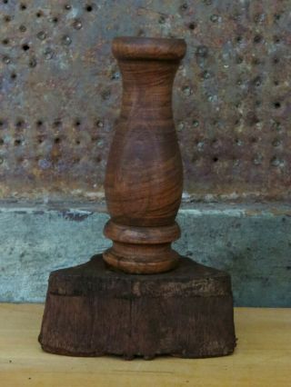Primitive Farmhouse carved wood Monarch Butterfly Butter Mold Stamp Press 3