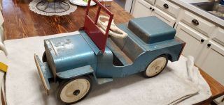 Vintage Structo Pressed Steel Ride On Usaf Jeep Toy Pulled From Basement.  No Min