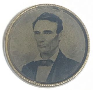 1860 Abraham Lincoln Ferrotype Tintype Campaign Pin Button Token